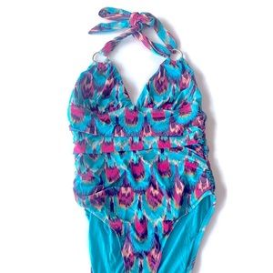 Hermanny Ikat Luxury Halter Swimsuit SIZE 10